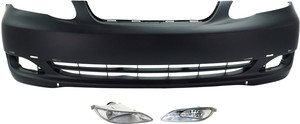 Front Bumper Cover for Toyota Corolla 2005-2008, Primed (Ready to Paint), 3-Piece Kit, Includes Fog Lights, Replacement