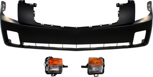 Front Bumper Cover for 2003-2007 Cadillac CTS, Primed (Ready to Paint), 3-Piece Kit with Fog Lights, Replacement
