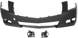 Front Bumper Cover for 2008-2014 Cadillac CTS, Primed (Ready to Paint), 3-Piece Kit with Fog Lights, Replacement