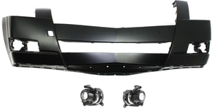 Front Bumper Cover Kit for Cadillac CTS 2008-2014, Primed (Ready to Paint), 3-Piece Set, Includes Fog Lights, Replacement