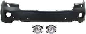 Front Bumper Cover for Jeep Grand Cherokee 2011-2013, Upper 3-Piece Kit, Includes Fog Lights, Replacement