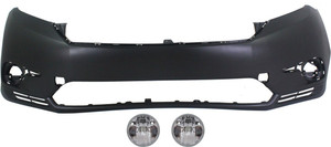 Front Bumper Cover for Toyota Highlander 2011-2013, 3-Piece Kit with Fog Lights, Replacement