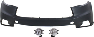 Front Bumper Cover for Toyota Highlander 2014-2016, Upper, 3-Piece Kit with Fog Lights, Replacement
