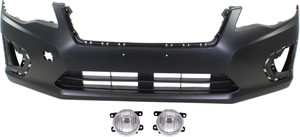 Front Bumper Cover for Subaru Impreza 2012-2014, 3-Piece Kit, Primed (Ready to Paint), Excludes WRX Models, with Fog Lights, Replacement