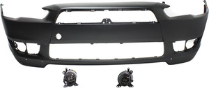 Front Bumper Cover for 2008-2014 Mitsubishi Lancer, 3-Piece Kit, with Fog Lights, Replacement