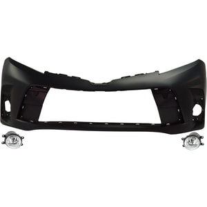 Front Bumper Cover for 2018-2020 Toyota Sienna, 3-Piece Kit with Fog Lights, Replacement