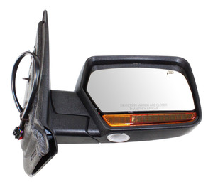 Power Mirror for Ford Expedition/Lincoln Navigator 2009-2010, Right Passenger, Non-Towing, Power Folding, Heated, Chrome, with In-Housing Signal Light and Memory, without Auto Dimming and Blind Spot Detection, Replacement