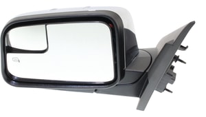 Power Mirror for Lincoln MKX 2010-2010, Left Driver, Manual Folding, Heated, Chrome, with Blind Spot Glass and Puddle Light, without Memory, Replacement