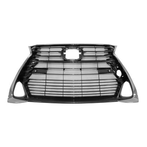Grille for Lexus GS200T/GS300/GS350/GS450H (2016-2020), Dark Gray Painted Shell and Insert with Chrome Molding, Without F Sport Package and With Parking Aid Sensor Holes, CAPA-Certified, Replacement