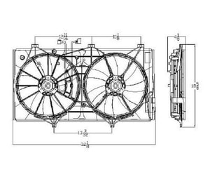 Radiator Cooling Fan Assembly for 2007 - 2012 Lexus ES350, Dual Fan Assembly without Towing Package, 16mm Core Thickness,  1671131250-PFM, Replacement