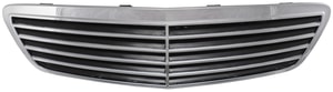 Grille for Mercedes S-Class 2000-2002, Chrome Shell with Painted Black Insert, without Collision Warning Grille, (220) Chassis, Replacement