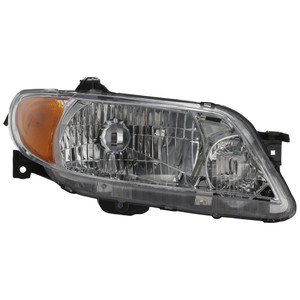 Headlight Assembly for Mazda Protege 2001-2003 Sedan, Right Passenger, Halogen Light, Aluminum Bezel, Replacement