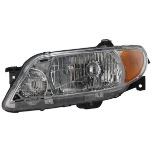 Headlight Assembly for Mazda Protege 2001-2003, Left Driver, Halogen Light, Aluminum Bezel, Sedan, Replacement
