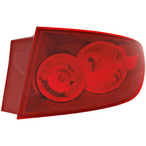 Tail Light Assembly for Mazda 3 Sedan 2004-2006, Right Passenger Side, Outer, Red Lens, with Standard Type Bumper, Replacement