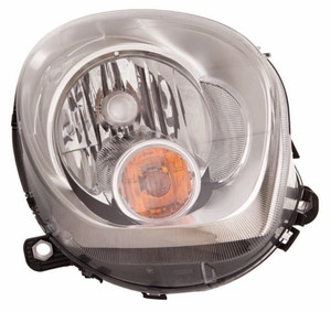 Headlight Assembly for 2011-2016 Cooper Countryman, Left Driver, Halogen with White Turn Signal Light, CAPA-Certified, Replacement
