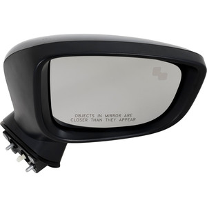 Power Mirror for 2017-2018 Mazda 3 Hatchback/Sedan, Right Passenger, Manual Folding, Non-Heated, Paintable, with Blind Spot Monitoring and Signal Light, Mexico Built Vehicle, Replacement
