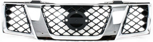 Chrome Shell Grille with Black Insert for 2005-2007 Nissan Pathfinder, 2005-2008 Nissan Frontier, Replacement