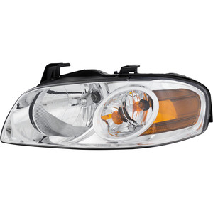 Headlight Assembly for Nissan Sentra 2004-2006, Left Driver, Halogen, Chrome Interior, Base/S Models, Replacement