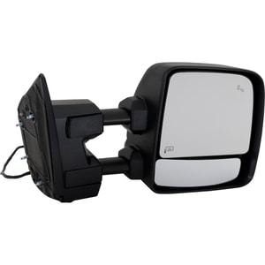 Towing Mirror Right Passenger for Nissan TITAN 2017-2021/TITAN XD 2016-2021, Power, Manual Folding and Extending, Heated Upper Glass, Textured, with Blind Spot Detection, Puddle Light, Signal Light, without Memory, Replacement