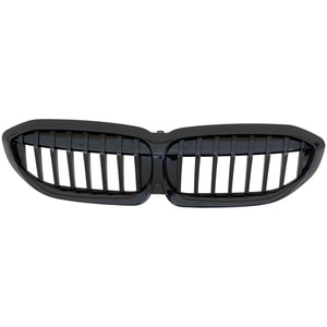 Gloss Black Shell and Insert Grille for 2019-2022 BMW 330I Sedan, Sport Line, with Camera Hole and Shadow Line, Replacement