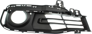 Front Fog Light Molding for BMW 3-Series 2016-2019, Right Passenger, Textured Black with Chrome Insert, Luxury Line/Standard without M Sport Package, Sedan/Wagon, Replacement Models: 316i, 318i, 320i, 328i, 330i, 340i, 335i.