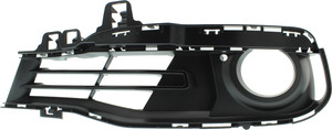 Front Fog Light Molding for BMW 3-Series 2016-2019, Left Driver, Textured Black with Chrome Insert, Luxury Line/Standard without M Sport Package, Sedan/Wagon, Replacement Models: 320i, 328d, 330i, 340i.