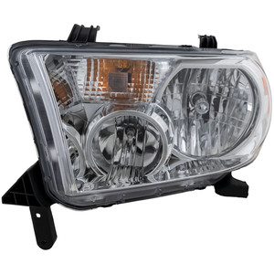 Headlight Assembly for Toyota Sequoia 2008-2017, Tundra 2007-2013, Left Driver, Halogen, Chrome Bezel, Without Level Adjuster for 2009-2013, Replacement