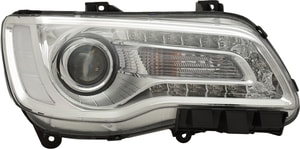 Headlight Assembly for Chrysler 300 (2018-2022), Right Passenger, Halogen Light with Chrome Bezel, Replacement (CAPA Certified)