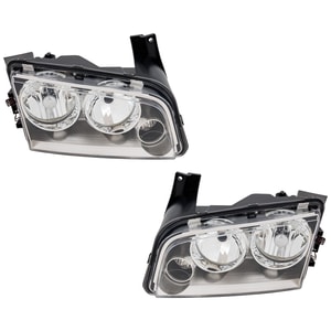 Headlight for Dodge Charger 2007-2010, Right Passenger and Left Driver, Lens and Housing, Halogen, Clear Lens, From November 8, 2006, 2-Piece, Replacement