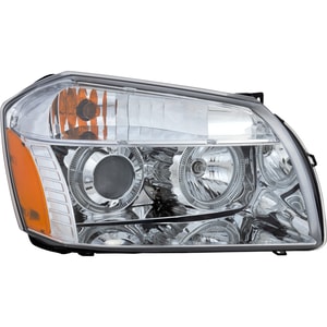 Headlight Assembly for Dodge Magnum 2005-2007, Right Passenger and Left Driver, Chrome, without LED, Projector Type, 2-Piece, Replacement