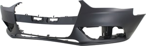 Front Bumper Cover for Audi A4 2013-2016, Primed (Ready to Paint), without S-Line Package, with Headlight Holes and Warning System, including Tow Hook Cover, Replacement