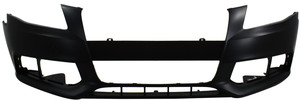 Front Bumper Cover for Audi A4 2009-2012 Sedan/Wagon, Primed (Ready to Paint), Without S-Line Package, Without Headlight Washer Holes, Replacement