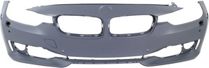 Front Bumper Cover for BMW 3-Series (2012-2015), Primed (Ready to Paint), Without M Sport Line, With Headlight/Washer, Park Distance Control Holes, Intelligent Park Assist System, Camera, Compatible with Modern/Luxury/Sport Line Models, Sedan/Wagon, Replacement (CAPA Certified)