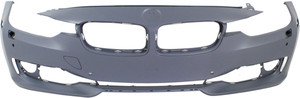 Front Bumper Cover for BMW 3-Series (2012-2015), Primed (Ready to Paint), Without M Sport Line, With Headlight/Washer, Park Distance Control Holes, Intelligent Park Assist System, Camera, Compatible with Modern/Luxury/Sport Line Models, Sedan/Wagon, Replacement (CAPA Certified)