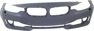 Front Bumper Cover for BMW 3-Series (2012-2015), Primed (Ready to Paint), Sedan/Wagon, Standard Type, with Headlight Washer & Parking Distance Control Holes, Intelligent Parking Assist System, without Camera, Replacement (CAPA Certified)