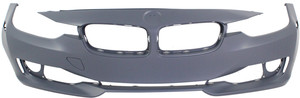 Front Bumper Cover for BMW 3-Series 2012-2015, Primed (Ready to Paint), Without M Sport Line, Standard Type, Without Headlight Washer Holes/Camera, With Parking Distance Control Holes/Intelligent Park Assist System, Excludes M3, Sedan/Wagon, Replacement (CAPA Certified)