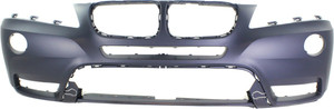 Front Bumper Cover for BMW X3 2011-2014, Primed (Ready to Paint), without M Package, without Headlight Washer Holes, Replacement (CAPA Certified)