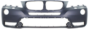 Front Bumper Cover for BMW X3 2011-2014, Primed (Ready to Paint), without M Package, with Headlight Washer Holes, Replacement