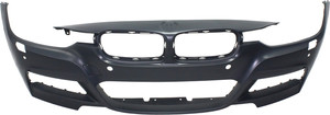 Front Bumper Cover for BMW 3-Series (2013-2019), Primed (Ready to Paint), with M Sport Line, with Headlight Washer, Parking Distance Control Sensor Holes, Intelligent Parking Assist System, Camera, suitable for Sedan (2013-2018) and Wagon, Replacement (CAPA Certified)