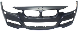 Front Bumper Cover Primed (Ready to Paint) for 3-Series BMW 2013-2019 with M Sport Line, with Headlight Holes, without PDC Sensor Holes, Suitable for Sedan/Wagon Models (2013-2018), Replacement