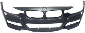 Front Bumper Cover Primed (Ready to Paint) for 3-Series BMW 2013-2019 with M Sport Line, with Headlight Holes, without PDC Sensor Holes, Suitable for Sedan/Wagon Models (2013-2018), Replacement