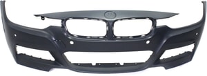 Front Bumper Cover for 2013-2019 BMW 3-Series, Primed (Ready to Paint), with M Sport Line, without Headlight Washer Holes or Intelligent Park Assist System, with Park Distance Control Sensor Holes and Camera, compatible with 2013-2018 Sedan/Wagon Models, Replacement