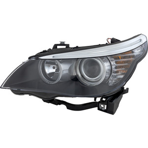 Headlight Assembly for BMW 5-Series 2008-2010 Sedan, Halogen, Left Driver, Replacement Models: 528i, 535i, 550i, M5