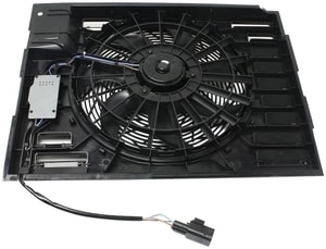 A/C Condenser Fan Shroud Assembly for BMW 7-Series 2002-2008 with Control Module, Replacement Models: 745i, 745Li, 750i, 750Li, 760i, 760Li.