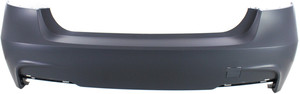 Rear Bumper Cover for BMW 3-Series 2013-2018, Primed (Ready to Paint), with M Sport Package, without Park Distance Control Sensor, Sedan, Replacement Models: 316i, 318i, 320i, 328i, 335i, 340i.