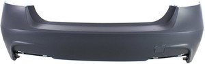 Rear Bumper Cover for BMW 3-Series 2013-2018, Primed (Ready to Paint), with M Sport Package, without Park Distance Control Sensor, Sedan, Replacement Models: 316i, 318i, 320i, 328i, 335i, 340i.