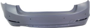 Rear Bumper Cover for BMW 328I (2012-2015), Primed (Ready to Paint), Luxury/Modern/Sport Line, Sedan, Without M Sport Package, With Park Distance Control Sensor Holes, Replacement