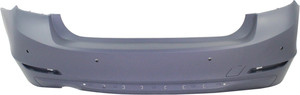 Rear Bumper Cover Primed (Ready to Paint) for BMW 320I/328D (2012-2015), Luxury/Modern/Sport Line without M Sport Package and Parking Distance Control Sensor Holes, Sedan, Replacement