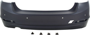 Rear Bumper Cover for BMW 320I/328D 2012-2015, Primed (Ready to Paint), Standard Without M Sport Package, With Parking Distance Control Sensor Holes, Sedan, Replacement