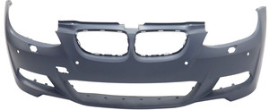 Front Bumper Cover for BMW 3-Series 2007-2010, 3.0L Engine, with M Package, with Parking Distance Control Sensor Holes, Convertible/Coupe, Primed (Ready to Paint) Replacement. Models: 328i, 335i.